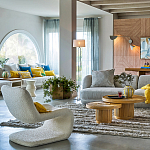 Кресло изогнутое с обивкой из ткани букле Smooth Bend Boucle Chair варинант исполнения - 8 | Loft Concept в Челябинске