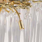 Люстра золотого цвета с декоративными ветками и длинными прозрачными стеклянными подвесами в форме сосулек Droplet Chandelier варинант исполнения - 9 | Loft Concept в Челябинске