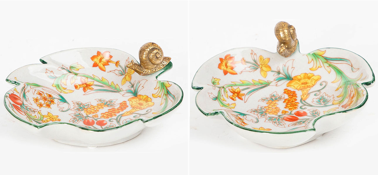 Пепельница фарфоровая с бронзовой улиткой Snail Пепельница фарфоровая с бронзовой улиткой Snail - Loft-Concept в Челябинске