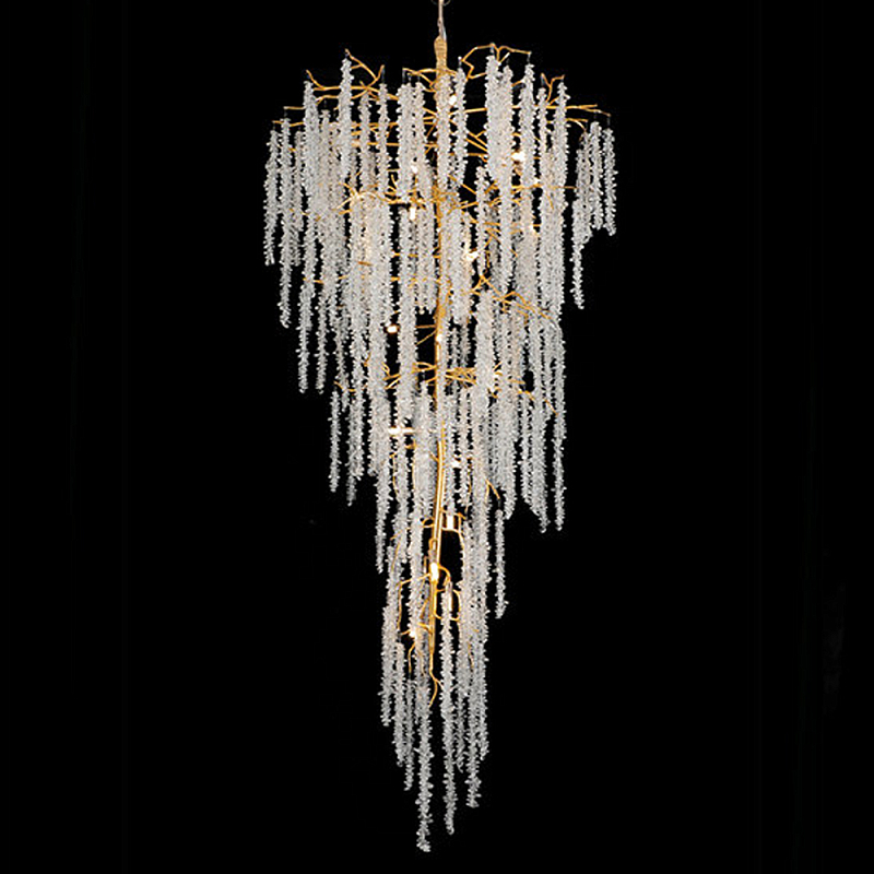 Люстра многоярусная с каркасом из металла и прозрачными подвесками FAIRYTREE Light Золотой Прозрачный Люстра многоярусная с каркасом из металла и прозрачными подвесками FAIRYTREE Light Золотой Прозрачный в Челябинске | Loft Concept