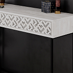 Консоль напольная пыльного белого цвета с выдвижным ящиком с резным орнаментом HEATON CONSOLE OAK варинант исполнения - 4 | Loft Concept в Челябинске