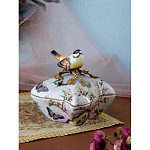 Шкатулка фиолетового цвета с рисунком бабочек и крышкой с фигуркой птицы на ветке Eden Garden варинант исполнения - 7 | Loft Concept в Челябинске