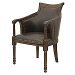 Кресло кожаное на 4-х деревянных ножках из массива березы Ethan Armchair brown варинант исполнения - 3 | Loft Concept в Челябинске