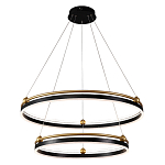 Люстра подвесная с двумя кольцами черного и золотого цвета Ring Horizontal варинант исполнения - 1 | Loft Concept в Челябинске