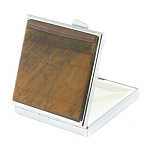 Таблетница карманная квадратная с 4-мя отделениями с зеркалом и накладкой из натурального камня Тигровый глаз Silver Stone Pillboxes варинант исполнения - 2 | Loft Concept в Челябинске