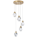 Каскадная люстра с 5-ю хрустальными плафонами Esme Crystal Brass Chandelier варинант исполнения - 1 | Loft Concept в Челябинске