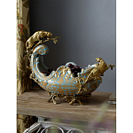 Чаша голубого цвета с оранментом и и бронзовыми фигурами леопардов Eden Garden варинант исполнения - 6 | Loft Concept в Челябинске