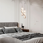 Подвесной светильник с плафонами в виде 3-х сфер из рельефного акрила Morgaine Spheres Gold Light варинант исполнения - 3 | Loft Concept в Челябинске