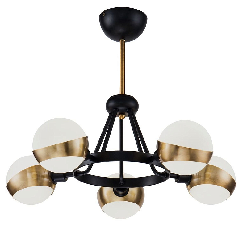 Люстра Hold Ball Brass Chandelier 5 Черный Белый Латунь Люстра Hold Ball Brass Chandelier 5 Черный Белый Латунь в Челябинске | Loft Concept