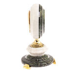 Часы настольные бронзовые из натуральных камней Мрамор и Змеевик Stone Clock варинант исполнения - 9 | Loft Concept в Челябинске