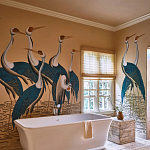 Обои ручная роспись Sarus Cranes Colourway SC-208 on Raw Silk dyed silk варинант исполнения - 1 | Loft Concept в Челябинске