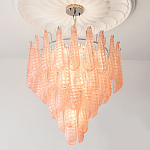 Современная Люстра Textured Glass Drops Chandelier Нежно розовые капли  варинант исполнения - 4 | Loft Concept в Челябинске