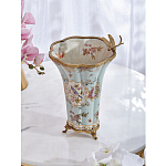 Ваза голубого цвета из фарфора с цветочным рисунком и бронзовой стрекозой Blue Garden варинант исполнения - 7 | Loft Concept в Челябинске