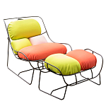 Дизайнерское разноцветное кресло на металлическом каркасе с подставкой для ног Poltronova Plasma Armchair варинант исполнения - 2 | Loft Concept в Челябинске