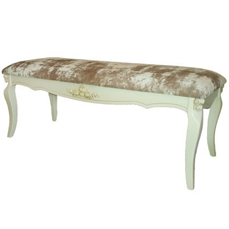 Банкетка велюр в стиле прованс Blaise French Seating Banquette Бежевый Коричневый в Челябинске | Loft Concept 