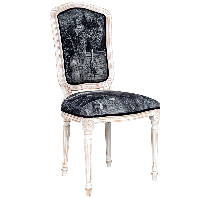 Стул Monceau Palace Stool Черно-белый Белый винтажная патина Стул Monceau Palace Stool Черно-белый Белый винтажная патина в Челябинске | Loft Concept