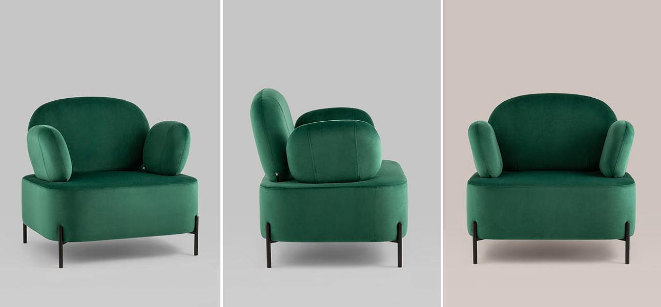 Кресло Color Block изумрудный велюр Кресло Color Block изумрудный велюр - Loft-Concept в Челябинске