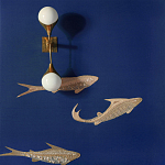 Обои с вышивкой ручной работы Deco Fish Aurum colourway on Caribbean Sea slub silk варинант исполнения - 2 | Loft Concept в Челябинске