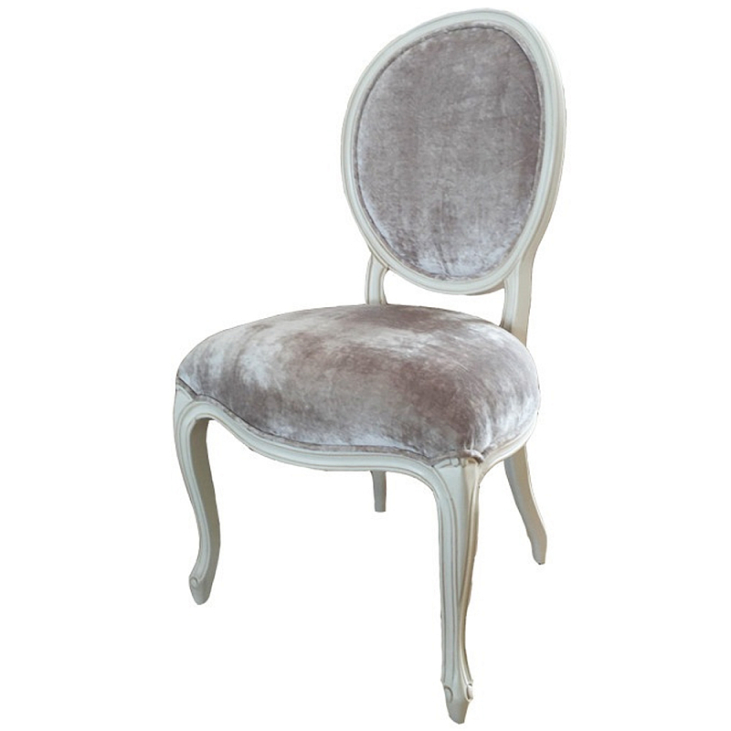 Стул в стиле прованс велюр Sylvie French Seating Chair Белый Бежево-серый Стул в стиле прованс велюр Sylvie French Seating Chair Белый Бежево-серый в Челябинске | Loft Concept