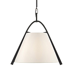 Подвесной светильник в форме конуса с белым тканевым абажуром и чёрным каркасом Stylish Solution варинант исполнения - 1 | Loft Concept в Челябинске