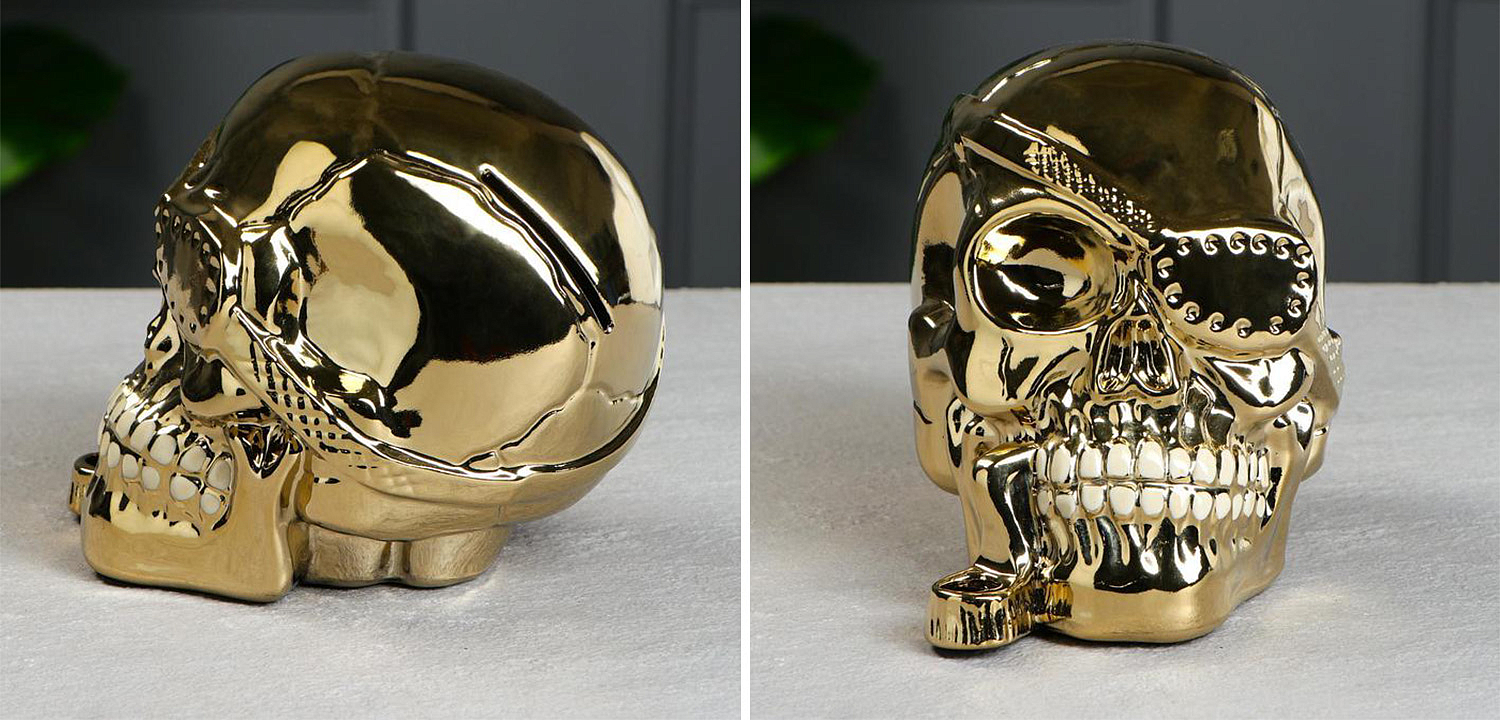 Статуэтка Golden Skull with Pipe Статуэтка Golden Skull with Pipe - Loft-Concept в Челябинске