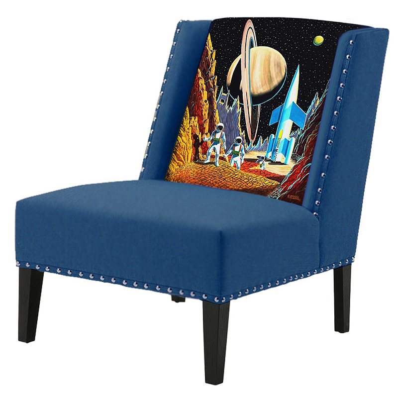 FUN Armchair Retro Futurism Dark blue Дизайнерское кресло с цветным принтом Сапфирово-синий FUN Armchair Retro Futurism Dark blue Дизайнерское кресло с цветным принтом Сапфирово-синий в Челябинске | Loft Concept